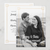 Eenvoudige gouden lijst foto bruiloft uitnodiging (Voorkant / Achterkant)