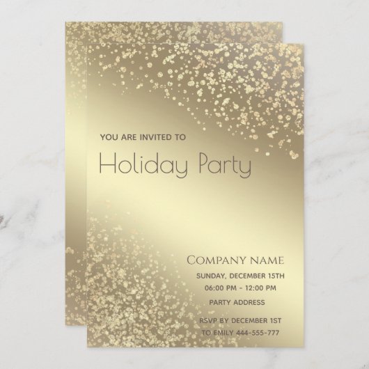 Eenvoudige gouden lux verblinden corporate Holiday Kaart (Voorkant / Achterkant)