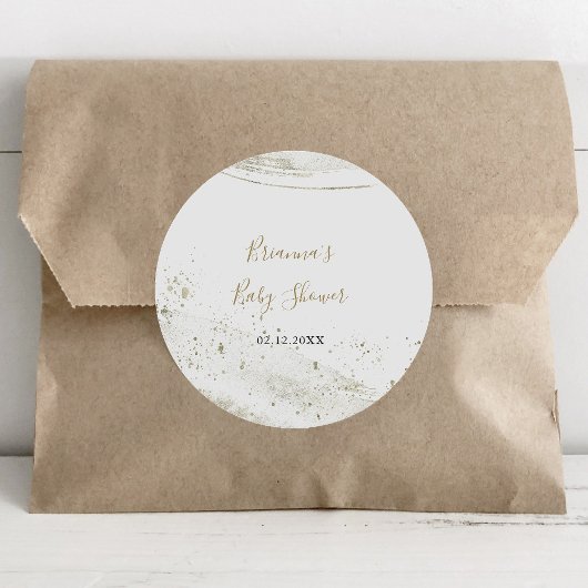 Eenvoudige gouden minimalistische baby shower favo ronde sticker