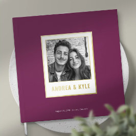 Eenvoudige gouden minimalistische Lijst trouwfoto Gastenboek