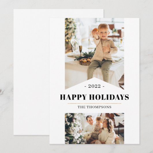 Eenvoudige Gouden Minimalistische Meerdere Foto 20 Feestdagenkaart (Voorkant / Achterkant)