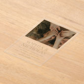 Eenvoudige gouden moderne foto bruiloft acryl uitnodigingen (Laagn)