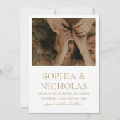 Eenvoudige Gouden Moderne Foto Bruiloft Save The Date (Voorkant)