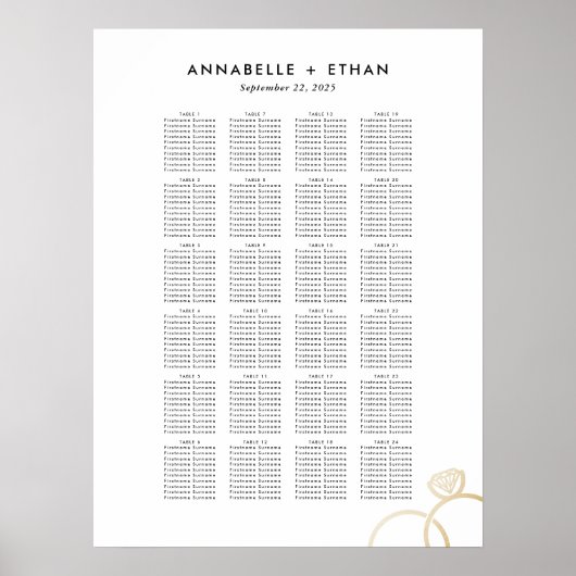 Eenvoudige gouden moderne ringen bruiloft zitgrafi poster (Voorkant)