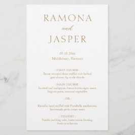 Eenvoudige Gouden Moderne Trouwmenu Flyer
