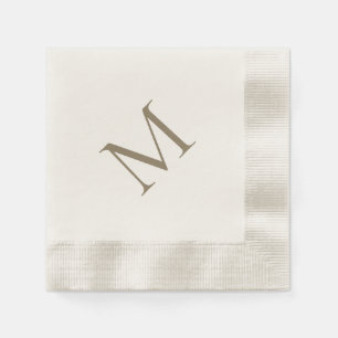 Eenvoudige Gouden Monogram Cream Coined Cocktail Servet