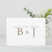 Eenvoudige Gouden Monogram Ik Doe Save The Date (Staand voorkant)