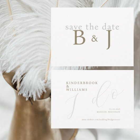 Eenvoudige Gouden Monogram Ik Doe Save The Date