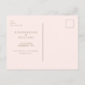 Eenvoudige gouden monogram roze save-the-date trou briefkaart (Achterkant)