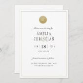 Eenvoudige gouden monogram trouwkaart 'Save the Da Save The Date (Voorkant / Achterkant)