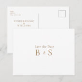 Eenvoudige gouden monogram witte trouw save the da briefkaart (Voorkant / Achterkant)
