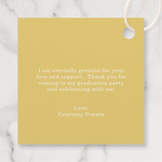 Eenvoudige Gouden Mortel Board Modern Afstuderen Bedankjes Labels (Achterkant)