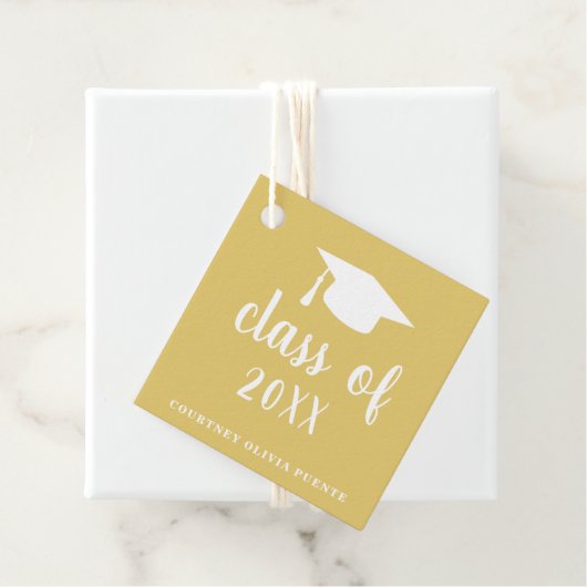 Eenvoudige Gouden Mortel Board Modern Afstuderen Bedankjes Labels (In situ)