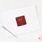 Eenvoudige Gouden Muzieknoten Kerst Groen Vierkante Sticker (Envelop)