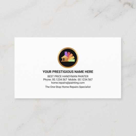 Eenvoudige gouden penseelpictogrammen visitekaartje (Achterkant)