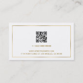 Eenvoudige gouden rand witte achtergrond, QR-code Visitekaartje (Achterkant)