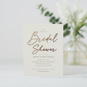 Eenvoudige gouden script bruidsdouche briefkaart (Staand voorkant)