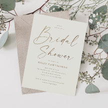 Eenvoudige gouden script bruidsdouche 