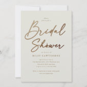 Eenvoudige gouden script bruidsdouche  kaart (Voorkant)