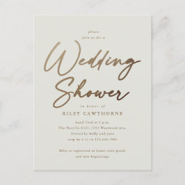 Eenvoudige gouden script bruiloftsdouche briefkaart