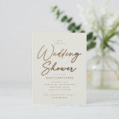 Eenvoudige gouden script bruiloftsdouche briefkaart (Staand voorkant)