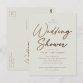 Eenvoudige gouden script bruiloftsdouche briefkaart (Voorkant / Achterkant)