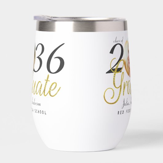 Eenvoudige gouden script Mode één foto Afstuderen (Rechts)