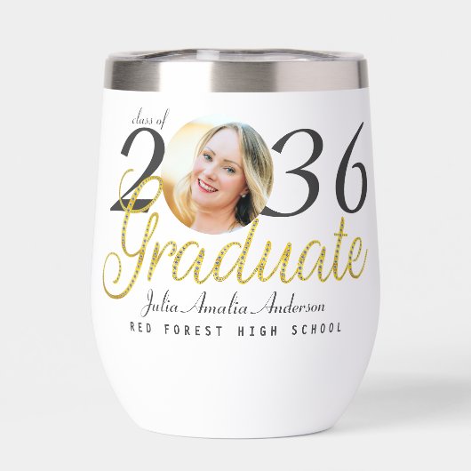 Eenvoudige gouden script Mode één foto Afstuderen (Achterkant)