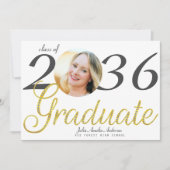 Eenvoudige gouden script Mode één foto Afstuderen Aankondiging (Voorkant)