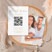 Eenvoudige Gouden Scriptie RSVP QR Code Foto Informatiekaartje