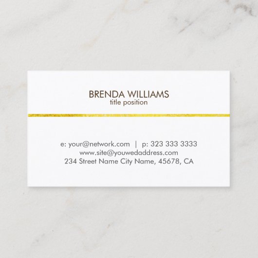 Eenvoudige gouden streep op wit visitekaartje (Achterkant)