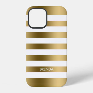 Eenvoudige gouden strepen op witte achtergrond iPhone 12 hoesje
