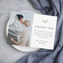 Eenvoudige gouden tak foto bruiloft bedankkaart