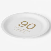 Eenvoudige gouden tekst 90e naam verjaardagsfeest papieren bordje (Gekanteld)