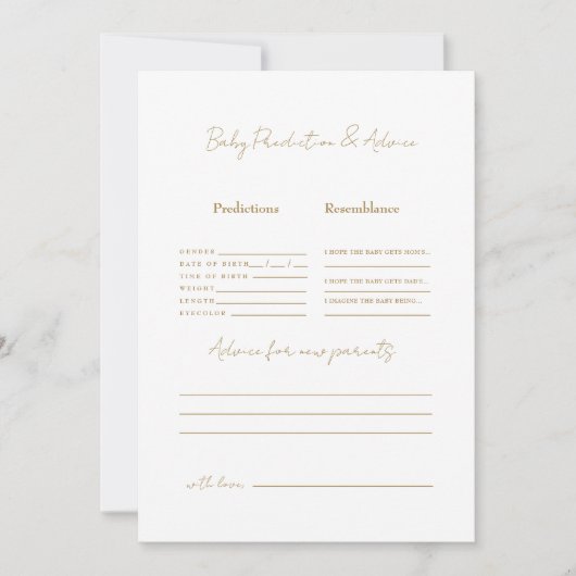 Eenvoudige gouden tekst Baby voorspellingen Kaart (Voorkant)