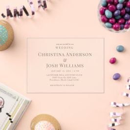 Eenvoudige gouden tekst bruiloft acryl uitnodigingen