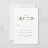 Eenvoudige gouden tekst Witte trouw-RSVP RSVP Kaartje (Voorkant)
