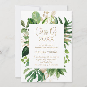 Eenvoudige gouden tropische foto Modern Afstuderen Aankondiging