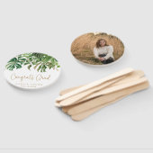 Eenvoudige gouden tropische foto Modern Afstuderen Handwaaier (Niet-gemonteerd)