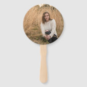 Eenvoudige gouden tropische foto Modern Afstuderen Handwaaier (Achterkant)