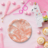 Eenvoudige gouden tropische koraalpalmpelfloraal papieren bordje (Feest)