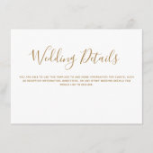 Eenvoudige gouden trouwdetails informatiekaartje (Voorkant)