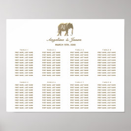 Eenvoudige gouden trouwstoelindeling poster