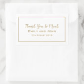 Eenvoudige gouden typografie en Lijst bruiloft gun Rechthoekige Sticker (Tas)