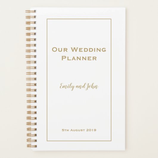 Eenvoudige Gouden typografie en lijst Bruiloft Planner (Voorkant)