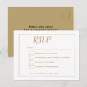Eenvoudige Gouden typografie en Lijst Bruiloft RSV Briefkaart (Voorkant / Achterkant)