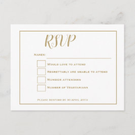 Eenvoudige Gouden typografie en Lijst Bruiloft RSV Briefkaart