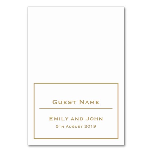 Eenvoudige Gouden Typografie en Rand/Gast Naam Kaart (Voorkant)