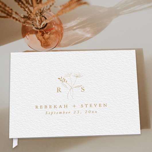 Eenvoudige gouden Waterverf | Botanica Monogram Hu Gastenboek