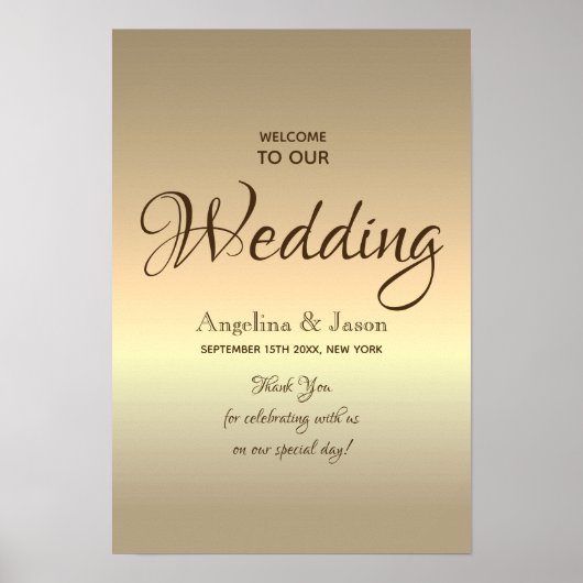Eenvoudige Gouden Welkom Bruiloft Poster (Voorkant)